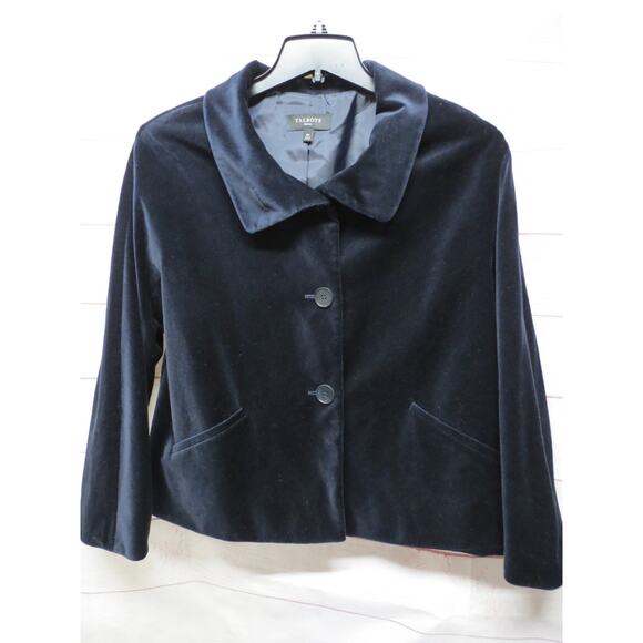 Lot of 2 Talbots Petite Size 10 Medium Blue Velour Blazer & Blouse Top - Picture 2 of 12